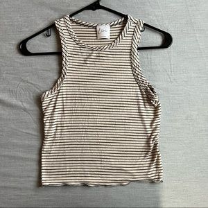 cream and black striped tank top